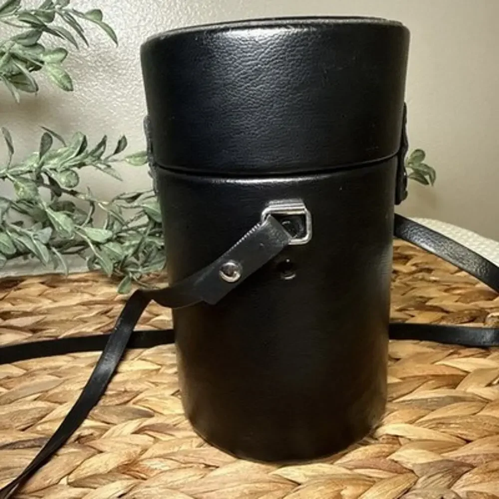 Pentax HE 169 Camera Lens Case Black Felt Lining Snap Closure Strap Japan Vtg